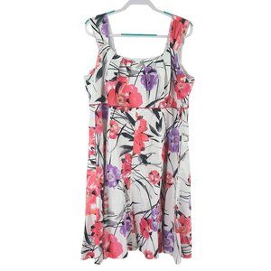 Fashion Bug Floral Fit & Flare Lined Dress Pink Multi Size 22W